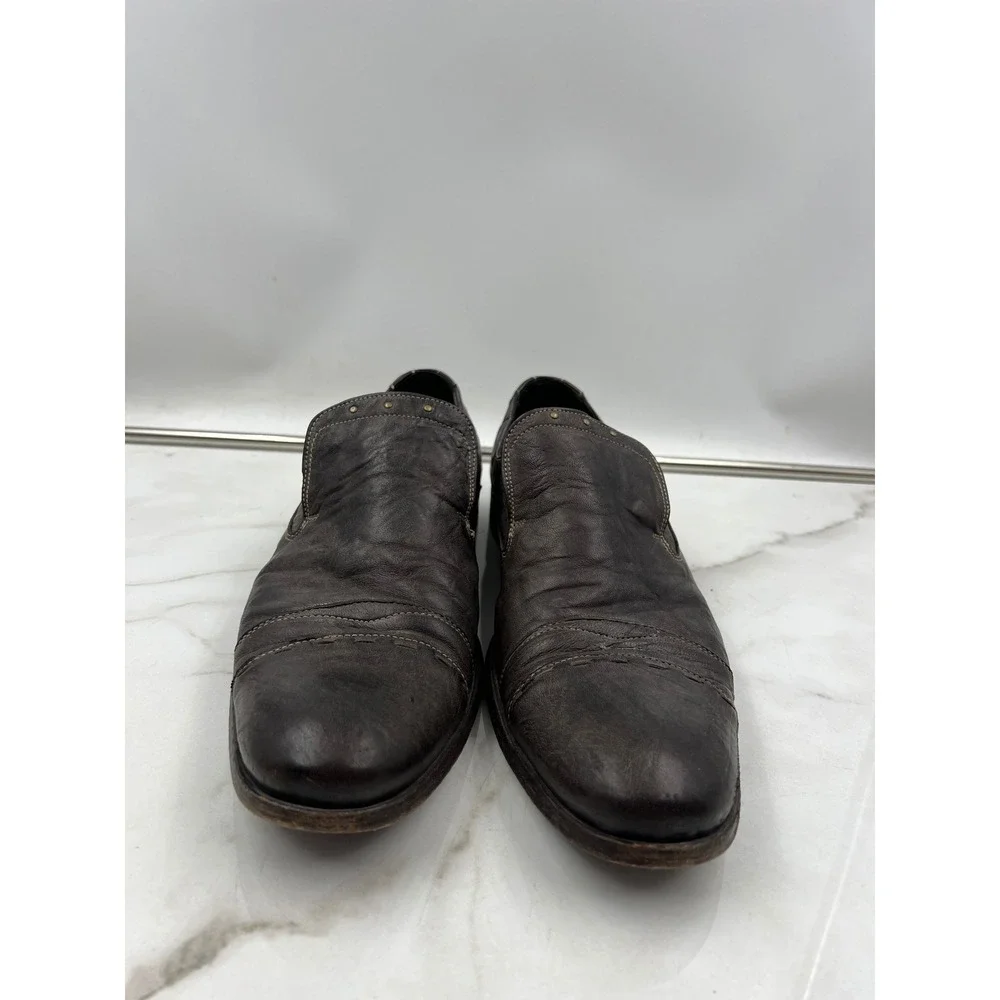 John Varvatos Star Shoes Mens 12 Brown Leather Slip On Loafers Made in Italy